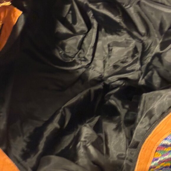 Weekender/Travel Carry On Guatemalan Huipil Colorful Fabric Leather Bag Luggage - Picture 9 of 12